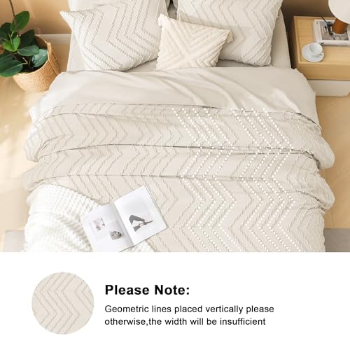 Litanika Full Size Comforter Set with Sheets Beige - 7 Pieces Bed in a Bag Full Boho Tufted Complete Bedding Sets with Comforter, Sheets, Pillowcases & Shams Litanika