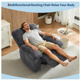 Manual Recliner Chair,Ergonomic Overstuffed Breathable Fabric Reclining Chair with Side Pockets,q235 Steel Frame Lazy Boy Recliner Single Sofa for Living Room Bedroom