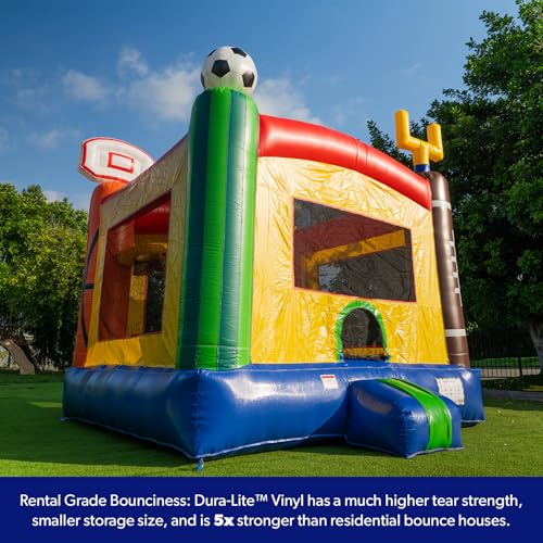 HeroKiddo Sports Commercial Grade Bounce House for Kids and Adults (with Blower), Basketball Hoop, Outdoor Indoor, Birthday Party, Rental Quality, Big Inflatable, All Seasons HERO KIDDO