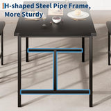 GAOMON Dining Table Set for 2 w/Backrest, Counter Height Table with 2 Upholstered Bar Stools, 3-Piece Kitchen Table Set with Footrest & Corner Protector, for Dining Room, Kitchen, Retro Black GAOMON