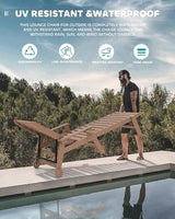 SERWALL HDPE Chaise Lounge Set of 2 for Outdoor, Brown