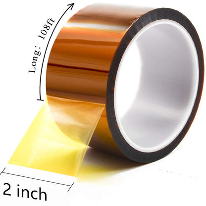 MYJOR Brand High Temperature Tissue Paper Tape, Used to Protect CPU and 3D Printer Work Surface, PCB Circuit Board Professionals (2" x 108ft x 2) - WoodArtSupply