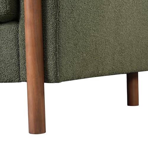 Christopher Knight Home Yadil Teddy Fleece Upholstered 3 Seater Sofa Couch, Wooden Home Sofa Living Room, Comfy Cloud Couch for Bedroom, Home Office, Olive Green Christopher Knight Home