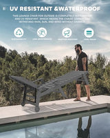 SERWALL Patio Chaise Lounge Chair Set of 2, 78'' Long 5-Positions Adjustable HDPE Outdoor Lounger for Pool, Poly Lounge Chair with Rolling Wheels & Cup Holder for Poolside, Deck, Gray