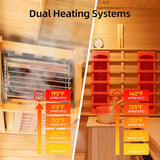 amocane Infrared & Steam Dual-System Sauna Room, 2-3 Person Canadian Red Cedar Wood Sauna with Recliner, Indoor Traditional Home Saunas Spa with 9 Heaters & 6KW Sauna Stove, Oxygen Bar amocane