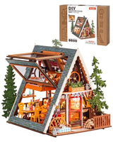 Rolife DIY Miniature House Kits A-Frame Cabin, Tiny House Mini House Building Kit for Teens, DIY Crafts for Adults, Birthday/Halloween for Parents Friends (A-Frame Cabin)