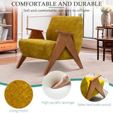 Home Accent Chair Mid Century Modern Accent Chair with Wood Frame, Lounge Upholstered Armchair, Reading Chair, Sturdy Base,For Living Room, Bedroom,Office,Comfy Guest Waiting Room Chairs,Yellow TXIWVER