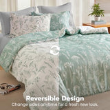 Joiedomi Twin Comforter Set, Sage Green 2 Pieces Floral Twin Bedding Set for School Girls Bed with 1 Soft Reversible Botanical Comforter and 1 Pillow Sham, Bed in a Bag for All Seasons Joiedomi