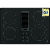GE PP9830DJBB Profile Series Electric Cooktop with 4 Burners and 3-Speed Downdraft Exhaust System, 30", Black GE