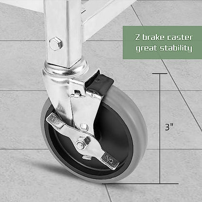 Hally Stainless Steel Utility Cart 3 Tier NSF Commercial Heavy Duty Metal Mobile Food Rolling Cart with Handle and Wheels for Kitchen, Restaurant, Hospital, Laboratory and Home, 24" L x 16" W x 34" H