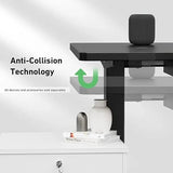 HUANUO Height Adjustable Electric Standing Desk, 48 x 24 inches, A Large Under-Desk Drawer (with Slide Rails), 4 Adjustment Memory Presets, Black HUANUO