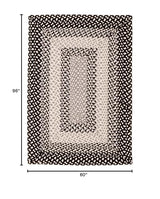 Super Area Rugs 5X8ft Farmhouse Braided Rug - Natural Soft Cotton Carpet for Living Room - Primitive Country Woven Rug - Black/Gray/Ivory Super Area Rugs