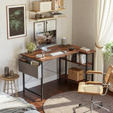 CubiCubi L Shaped Desk, 40" Computer Desk with Reversible Storage Shelves Home Office Corner Desk Study Writing Gaming Table, Brown CubiCubi