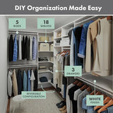 Easy Track PH43-WH Ultimate Corner Wood Kit Closet Organizer in White with White-Vinyl Hardware Easy Track
