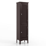 Tangkula 63" Freestanding Slim Bathroom Storage Cabinet with Adjustable Shelf and Elegant Louvered Doors Tangkula