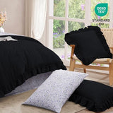 BLOOMHAVEN Full Comforter Set - 7 Pieces Ruffle Black Bedding Sets, Shabby Chic Farmhouse Bed in a Bag Full with Ruffle Comforter, Floral Sheets, Pillowcases & Shams BLOOMHAVEN