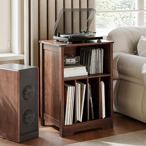 ChooChoo Record Player Stand, Vinyl Record Storage Cabinet, Turntable Stand Holds up to 160 Albums, Record Player Table Display Shelf for Living Room, Bedroom, Office, Walnut ChooChoo