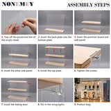 NONEMEY Clear Acrylic Display Case Stand with Wood Base 2 Tier、3 Tier、12/24 Compartments Storage Box Wall Mount Showcase Dustproof Organizer Box for NONEMEY
