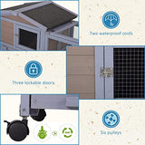 Wood Rabbit Hutch Rabbit Cage Bunny Hutch Rolling Large Bunny Cage Indoor Outdoor Two Story Guinea Pig Hutch Rabbit House with Wheels&Waterproof Roof,Grey BestPet
