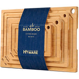 Hiware 4-Piece Extra Large Bamboo Cutting Boards Set for Kitchen, Heavy Duty Cutting Board with Juice Groove, Bamboo Chopping Board Set for Meat, HIWARE