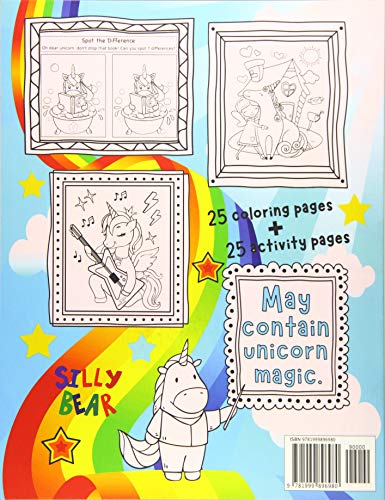 Unicorn Activity Book for Kids ages 4-8 (Silly Bear Coloring Books) WoodArtSupply