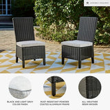 Signature Design by Ashley Beachcroft Casual Weather Resistant Armless Outdoor Side Chair with Cushion, Set of 2, Light Gray & Black Signature Design by Ashley