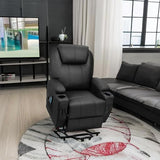 Flamaker Power Lift Recliner Chair with Vibration Massage for Elderly Ergonomic Lounge Chair Classic Single Sofa with Cup Holders Side Pockets for Living Room (Black) Flamaker