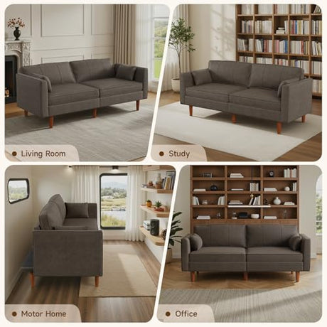ONBRILL 71" Futon Sofa Bed,Convertible Sleeper Couch with Adjustable Backrest, Folding Loveseat for Apartment, Living Room, Office, Faux Leather,Brown ONBRILL