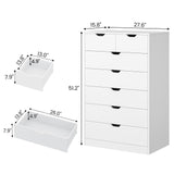 Tall 7 Drawer Dresser, White Modern Chest of Drawers for Bedroom,Closet Dressers with Drawers for Living Room, Entryway, Hallway HAUOMS