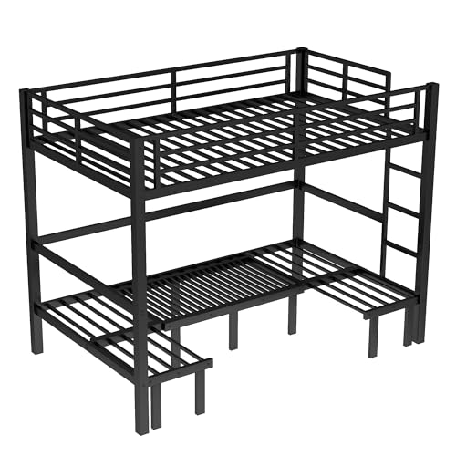 Bellemave Twin XL Over Twin XL Futon bunk Bed, Lower bunk can be Pulled Out in Three Sections, Loft Bed with Sofa for Teens, Adults, Bedroom, Black Bellemave