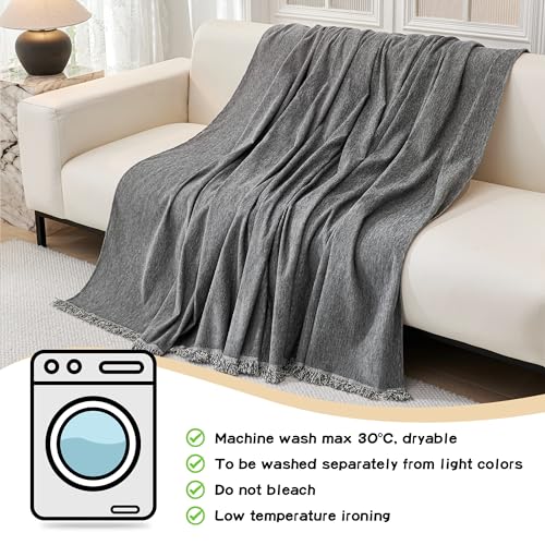 MYSKY HOME Couch Cover for Sectional Sofa, 2 Pieces Couch Covers for L Shape Sofa Cover, Furniture Protector for Pets, Kids, Sofa Slipcover for 2-3 Cushion Couch (71"x118"+71"x118", Dark Grey) MYSKY HOME