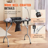 VEVOR Portable Manicure Table, Foldable Nail Table with Electric Dust Collector, Moveable Nail Tech Desk & 4 Wheels, 3 Dust Bags, Bendable LED Lamp, VEVOR