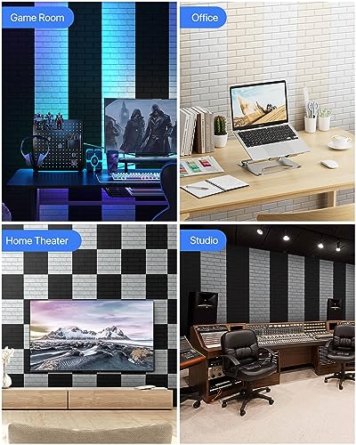 Soundproof Wall Panels Self-Adhesive Acoustic Panels Sound Absorbing Panels 12 Pack Noise Cancelling Wall Panels Brick Soundproof Adhesive Panels For Wall Decoration, Acoustic Treatment 12"×12"×0.4" Soundsbay