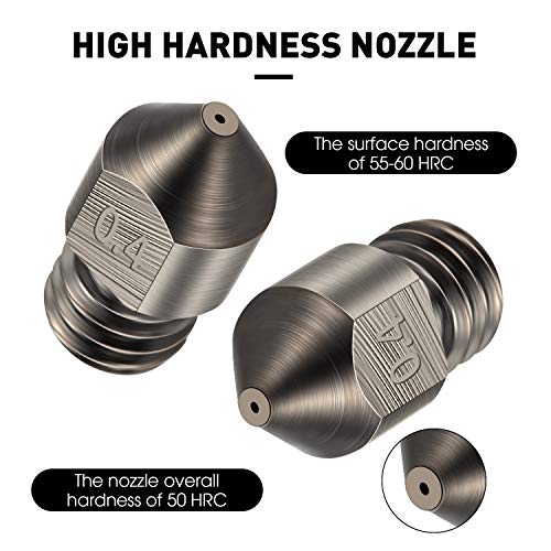 Mudder Hardened Steel Nozzle 0.4 Mm/ 1.75 mm 3D Printer Mk8 Nozzles High Temperature Wear Resistant Compatible with Ender 3/ Ender3 Pro, Prusa I3, Makerbot Creality Cr-10 All Metal Hotend Mudder