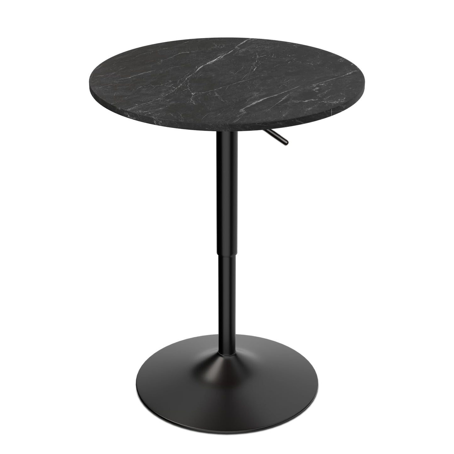 Athena Collection Round Bar Table,Adjustable Height Pub Table and 360°Swivel Bistro Table, High Top Table with MDF Desktop,Cocktail Table for Bar/Pub/Bistro(Black Rock)