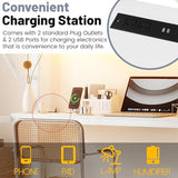 MoproBeti Queen Loft Bed with Desk and Stairs, Metal Lofts Bed Queen Size with Upper Storage Shelf, Gaming LoftBed with LED, Charging Station and Wardrobe for Teens, Adults,White MoproBeti