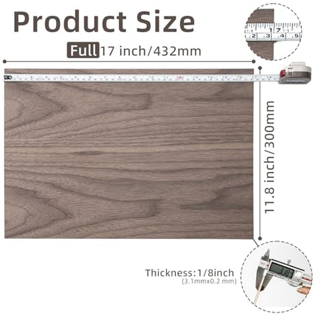 1/8" Walnut Plywood Sheets, 17x11.8x1/8 Inch 8 Pack, 3mm Plywood for Laser Cutting, Engraving, Wood Burning, Unfinished Wood for Crafts, Architectural Models, Drawing & Painting, DIY Projects BOWIJANYZ