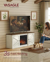 VASAGLE Fireplace TV Stand for TVs up to 65 Inches, 18-Inch ELectric Fireplace with Remote, Farmhouse Entertainment Center, Media Console Table for Living Room, Rustic White and Honey Brown ULTV540W01 VASAGLE