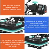 8 in 1 Heat Press, 38x38cm Multifunction Heat Transfer Machine, Precision Printer T-Shirt Textile Printing Machine Combo Kit for T Shirts/Mug/Hat/Plate/Cap CUTPOIY