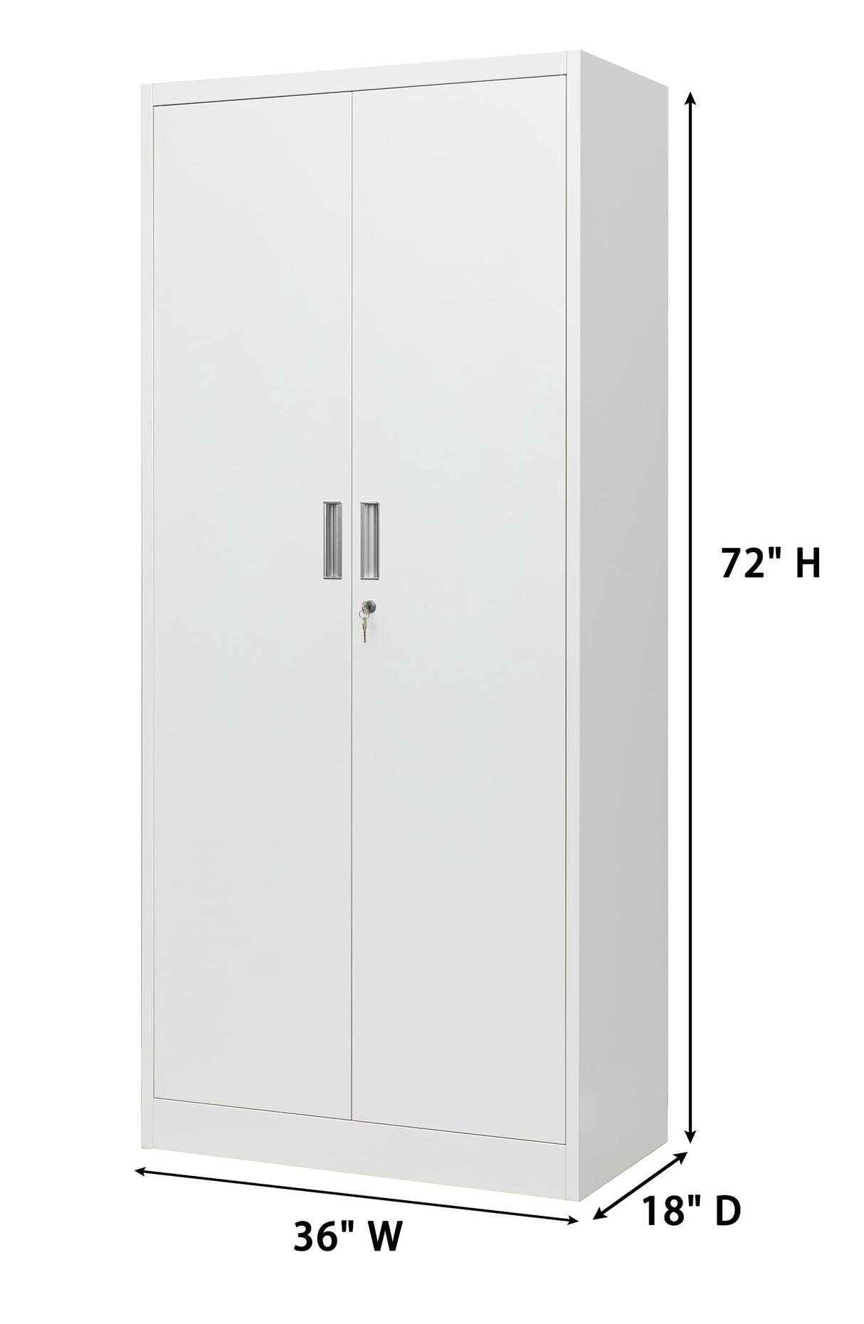 Metal Storage Cabinet, 72" H x 36" W x 18" D Locking Cabinet with Adjustable Shelves, Steel Storage Cabinets for Garage, Home, Office, Pantry (White) Wanfu