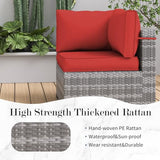 Amopatio Patio Furniture Set, Outdoor Patio Furniture Wicker Furniture, 7-Pieces Outdoor Sectional Sofa with Patio Furniture Cover, Outdoor Patio Set for Home Furniture (Light Red) Amopatio