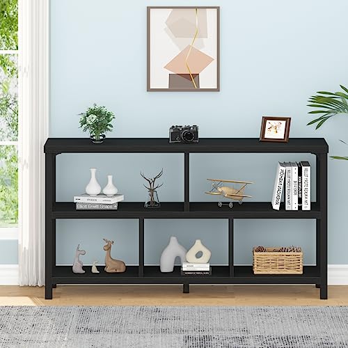 IBF Industrial Modern 5-Cube Storage Organizer Bookshelf in Black Oak, 47 Inch - WoodArtSupply