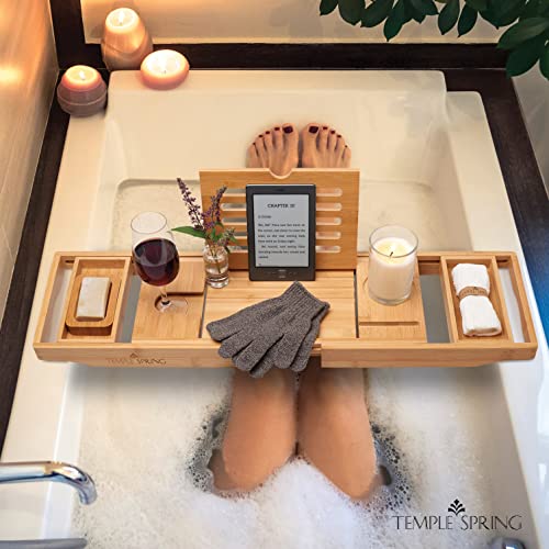 Temple Spring Foldable Bamboo Bathtub Tray - Thumbnail 5