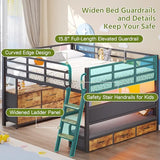 Dnxao Full Size Low Loft Bed with Desk,Full Size Bed Frame with 9 Storage Drawers, Kids Loft Bed with 15.8" H Safety Guardrail,Sofa,LED Lights & Charging Station,No Box Spring Needed,Rustic Brown Dnxao