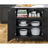 Pemberly Row Modern/Contemporary Wood Kitchen Cart in Black Pemberly Row