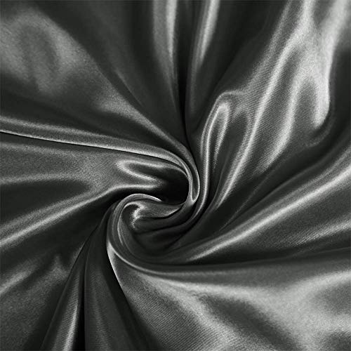 AiMay 6 Piece Satin Bedding Sheet Set King Grey Deep Pocket 1800 Series Luxury Rich Silk Silky Super Soft Solid Color 4 Pillowcases Reversible Sexy Honeymoon Wrinkle Free (King,Grey) AiMay