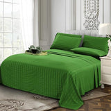 Elegant Comfort Luxury Soft Bed Sheets Dobby Stripe 1500 Premium Hotel Quality Microfiber Softness Wrinkle and Fade Resistant (6-Piece) Bedding Set, Full, Stripe Royal Green Elegant Comfort