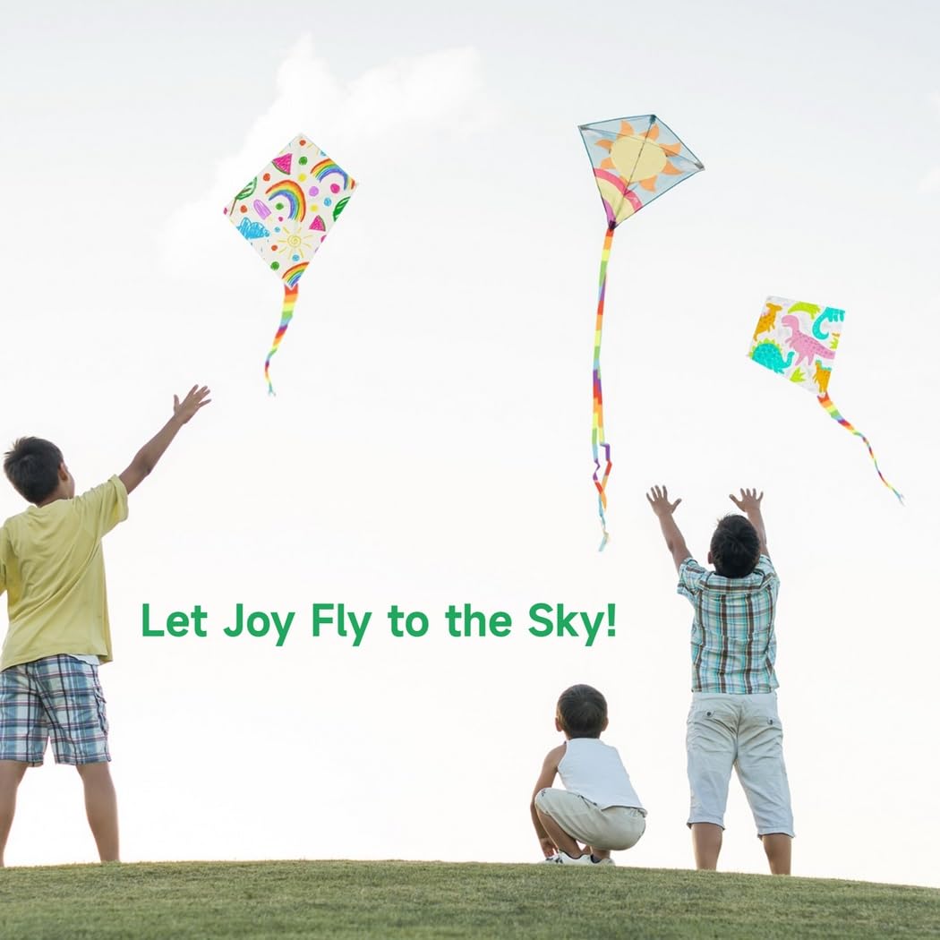 B bangcool DIY Kids Kite Blank Kites Making Painting White Paper Blank Kites with Swivel Line for Kids Outdoor Park Beach Grassland Activities (10PCS) B bangcool