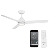 WAC Smart Fans Mocha Indoor and Outdoor 3-Blade Smart Home Ceiling Fan 54in Matte White with 3000K LED Light Kit and Remote Control works with Alexa and iOS or Android App WAC Lighting