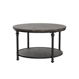 IDEALHOUSE Round Coffee Table for Living Room Rustic Center Table with Storage Shelf Wood Circle Coffee Table with Sturdy Metal Legs, Easy Assembly(Light Walnut) IDEALHOUSE